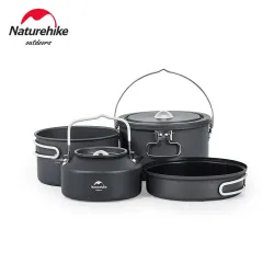Ensemble de casseroles en aluminium NATUREHIKE - Antiadhésives, portables, pour le camping et les pique-niques